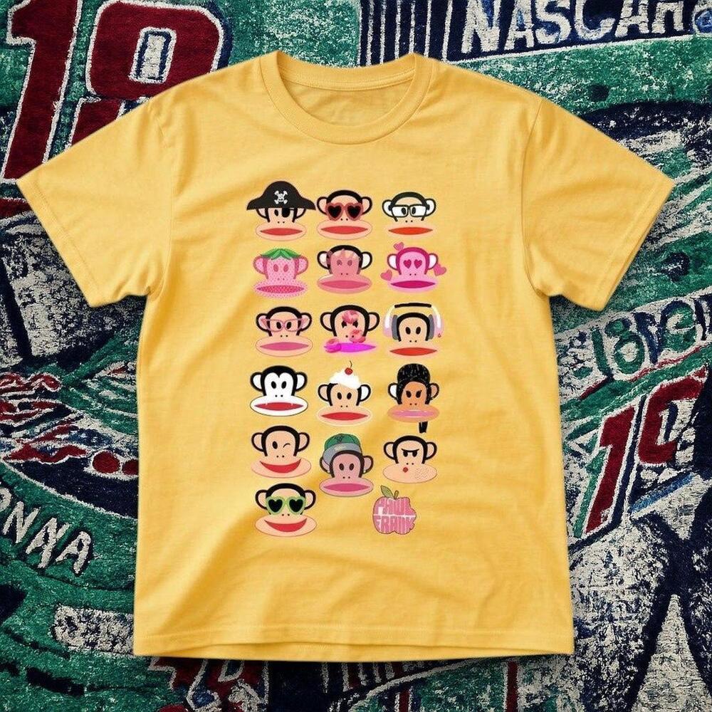 Y2K Cute Paul Frank Julius Monkey Graphic Tee Yellow Unisex